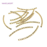Long Curved Tube Beads 14K/18K Plated Bracelet Necklace Making Supplies