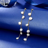 Long Dangle Earrings 925 Sterling Silver Cultured Pearl Tassel Earring
