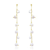 Long Dangle Earrings 925 Sterling Silver Cultured Pearl Tassel Earring