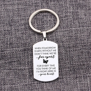 Long Distance Relationship Keychain Stainless Steel Keyring Gift