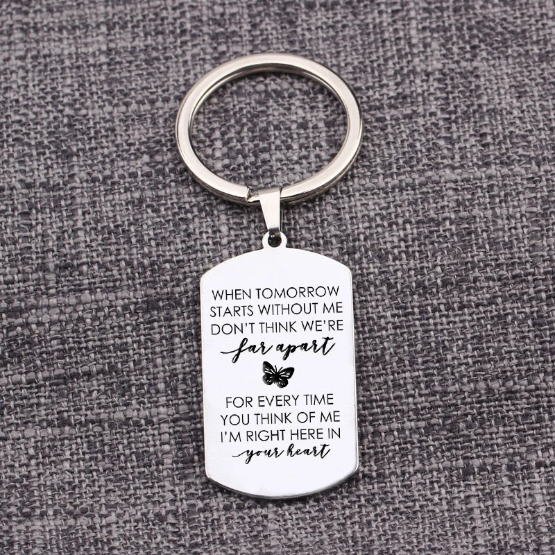Long Distance Relationship Keychain Stainless Steel Keyring Gift