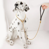 Stainless Steel Leather Dog Collar Rope Chain Necklace 1.2m