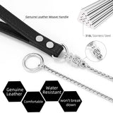 Stainless Steel Leather Dog Collar Rope Chain Necklace 1.2m