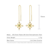 Long Drop Earrings 925 Silver Natural Emerald Plated Ear Piercing Line Women