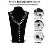 Long Natural Pearl Necklace Fine Jewelry Cryatal Sweater Chain Necklace