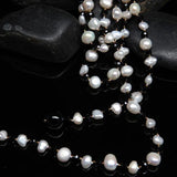 Long Natural Pearl Necklace Fine Jewelry Cryatal Sweater Chain Necklace