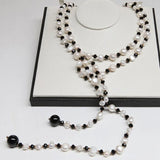 Long Natural Pearl Necklace Fine Jewelry Cryatal Sweater Chain Necklace
