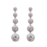 Female Diamond Drop Earrings 925 Sterling Silver Dangle Bridal Jewelry