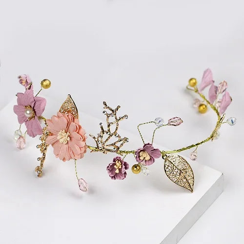 Long Hair Jewelry Pink Flower Headband