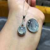 [Long Handle] Chalcedony Egg Noodles S925 Silver Pendant