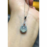 [Long Handle] Chalcedony Egg Noodles S925 Silver Pendant
