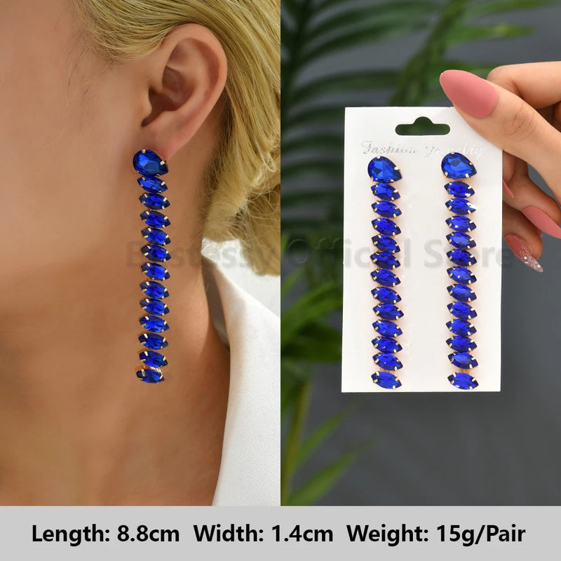 Crystal Heart Dangle Earrings for Women - Party Jewelry