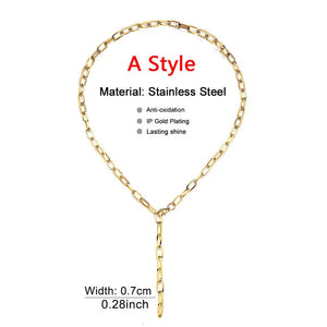 Stainless Steel Thick Paper Clip Chain Necklace
