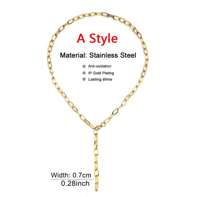 Stainless Steel Thick Paper Clip Chain Necklace