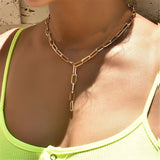 Stainless Steel Thick Paper Clip Chain Necklace