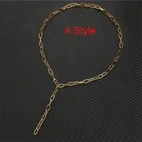 Stainless Steel Thick Paper Clip Chain Necklace