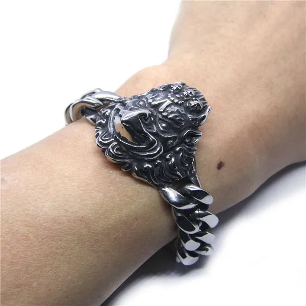 Stainless Steel Eagle Bracelet 316L Band Party Style Big Eagle Biker Bracelet