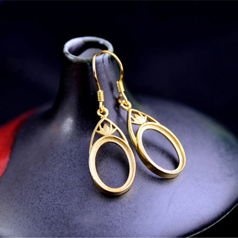 24K Plated 925 Silver Earring Components Sterling Silver Earring Settings