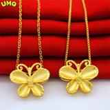 Frosted Butterfly Necklace Women's Copper Plated Jewelry