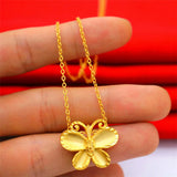 Frosted Butterfly Necklace Women's Copper Plated Jewelry