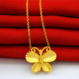 Frosted Butterfly Necklace Women's Copper Plated Jewelry