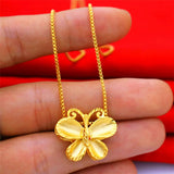 Frosted Butterfly Necklace Women's Copper Plated Jewelry