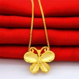 Frosted Butterfly Necklace Women's Copper Plated Jewelry