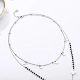Long Link Chain Stainless Steel Necklace Moon Star Leaf Love Heart Pendant Beads