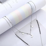 Long Link Chain Stainless Steel Necklace Moon Star Leaf Love Heart Pendant Beads
