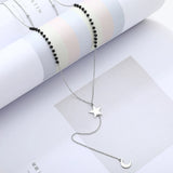 Long Link Chain Stainless Steel Necklace Moon Star Leaf Love Heart Pendant Beads