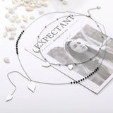 Long Link Chain Stainless Steel Necklace Moon Star Leaf Love Heart Pendant Beads