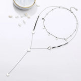 Long Link Chain Stainless Steel Necklace Moon Star Leaf Love Heart Pendant Beads