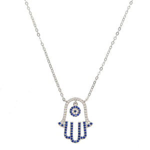 Lucky evil eye hamsa hand necklace 925 sterling silver jewelry