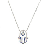 Lucky evil eye hamsa hand necklace 925 sterling silver jewelry
