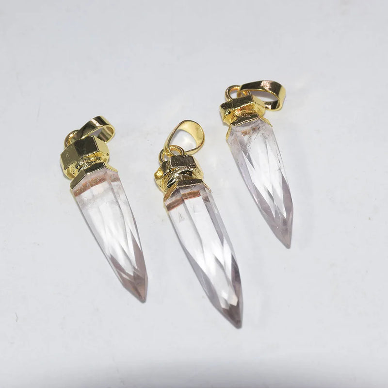 Natural Clear Quartz Crystal Pendant for Jewelry Making