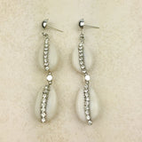 Bohemian Cowrie Shell Earrings with Rhinestones