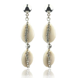 Bohemian Cowrie Shell Earrings with Rhinestones