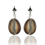 Bohemian Cowrie Shell Earrings with Rhinestones