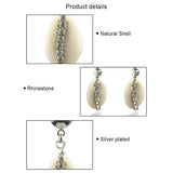 Bohemian Cowrie Shell Earrings with Rhinestones