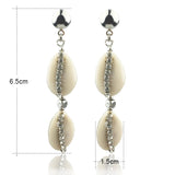 Bohemian Cowrie Shell Earrings with Rhinestones