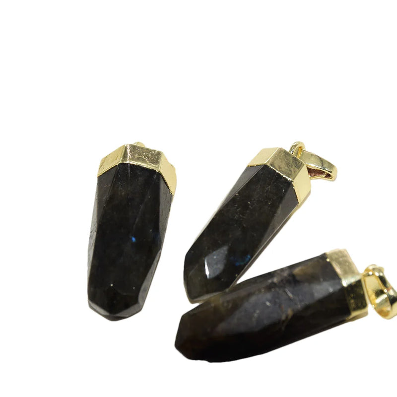 Natural Labradorite Stone Bullet Pendant for Jewelry Making