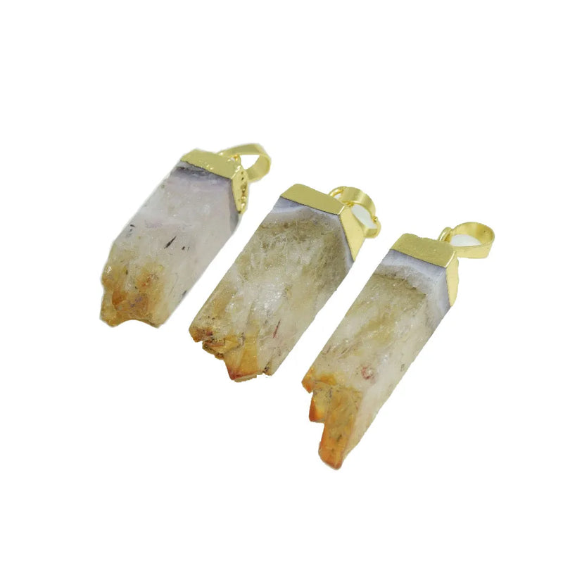 Natural Citrine Quartz Crystal Pendant for Chakras Healing