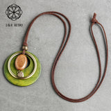 Long Wooden Chain Necklace Vintage Bohemian Suspension Jewelry