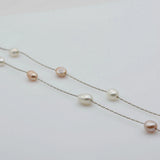 Baroque Pearl Long Necklace Multicolor Natural Freshwater Pearl Silver Necklace
