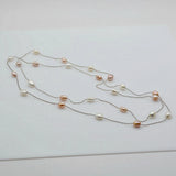 Baroque Pearl Long Necklace Multicolor Natural Freshwater Pearl Silver Necklace