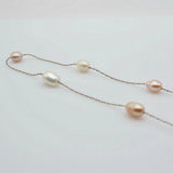 Baroque Pearl Long Necklace Multicolor Natural Freshwater Pearl Silver Necklace