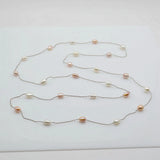 Baroque Pearl Long Necklace Multicolor Natural Freshwater Pearl Silver Necklace