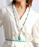 Long Necklace Natural Stones Crystals Druzy Teardrop Pendant Necklace