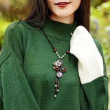 Long Necklace Shell Flower Stone Women Statement Necklace