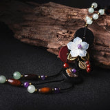 Long Necklace Shell Flower Stone Women Statement Necklace